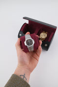 Load image into Gallery viewer, 2-slot Medium Watch Roll - Midnight Black & Wine Red