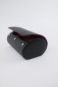 Load image into Gallery viewer, 2-slot Medium Watch Roll - Midnight Black & Wine Red
