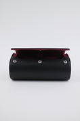 Load image into Gallery viewer, 2-slot Medium Watch Roll - Midnight Black & Wine Red