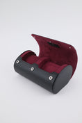 Load image into Gallery viewer, 2-slot Medium Watch Roll - Midnight Black & Wine Red