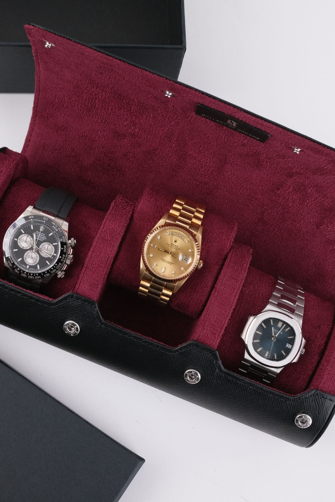 Uhrenrolle 3 - Large - Midnight Black & Wine Red