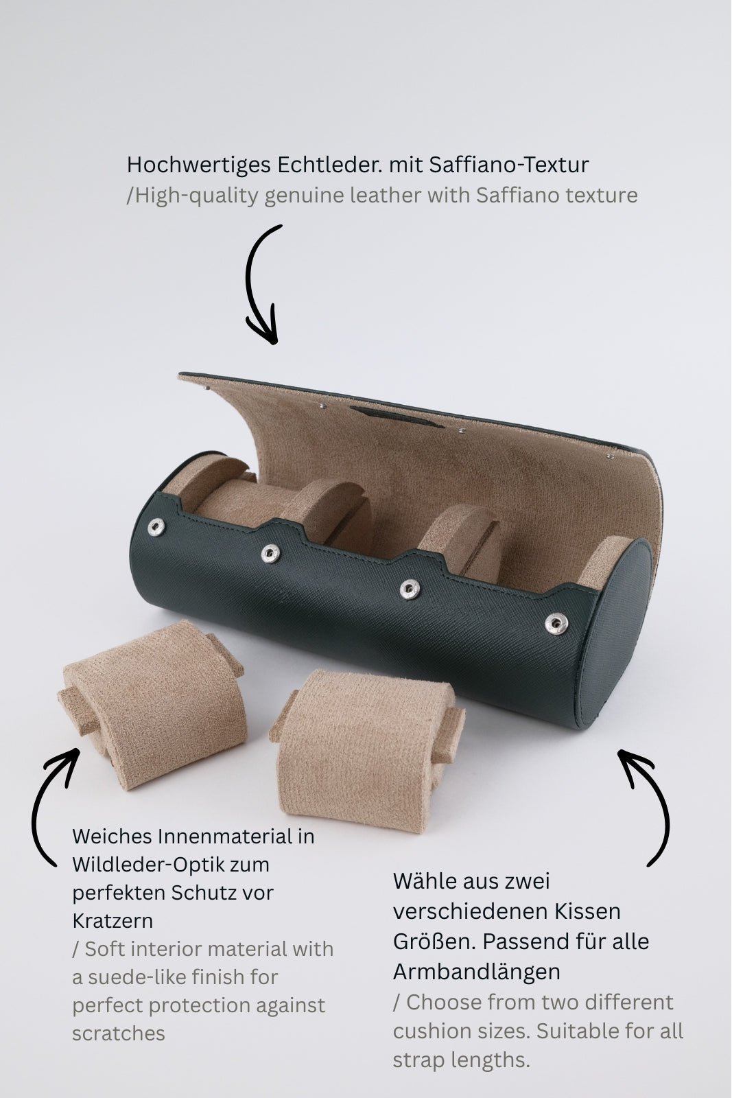 Uhrenrolle 3 - Large - Forest Green & Milky Coffee