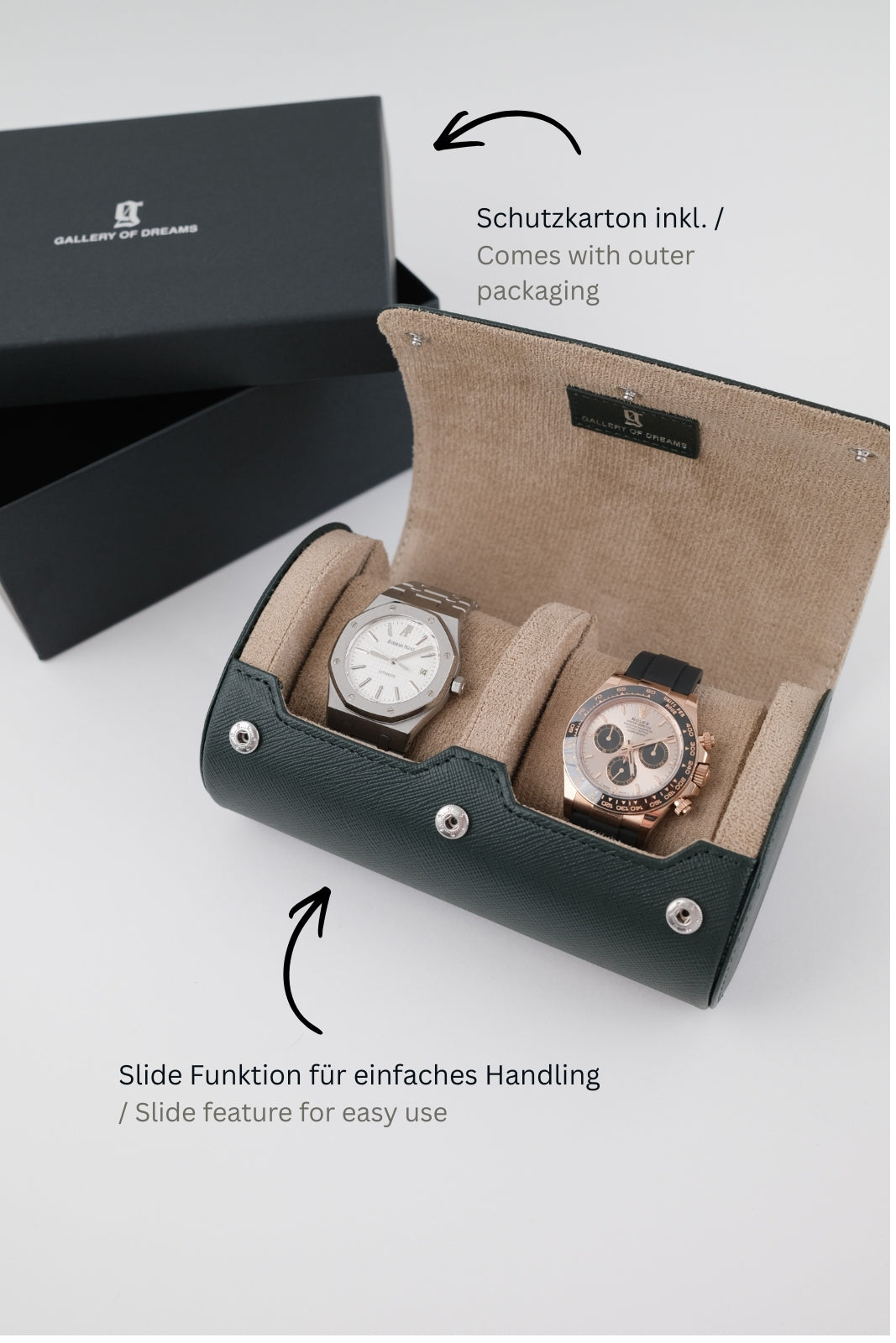 Uhrenrolle 2 - Medium - Forest Green & Milky Coffee