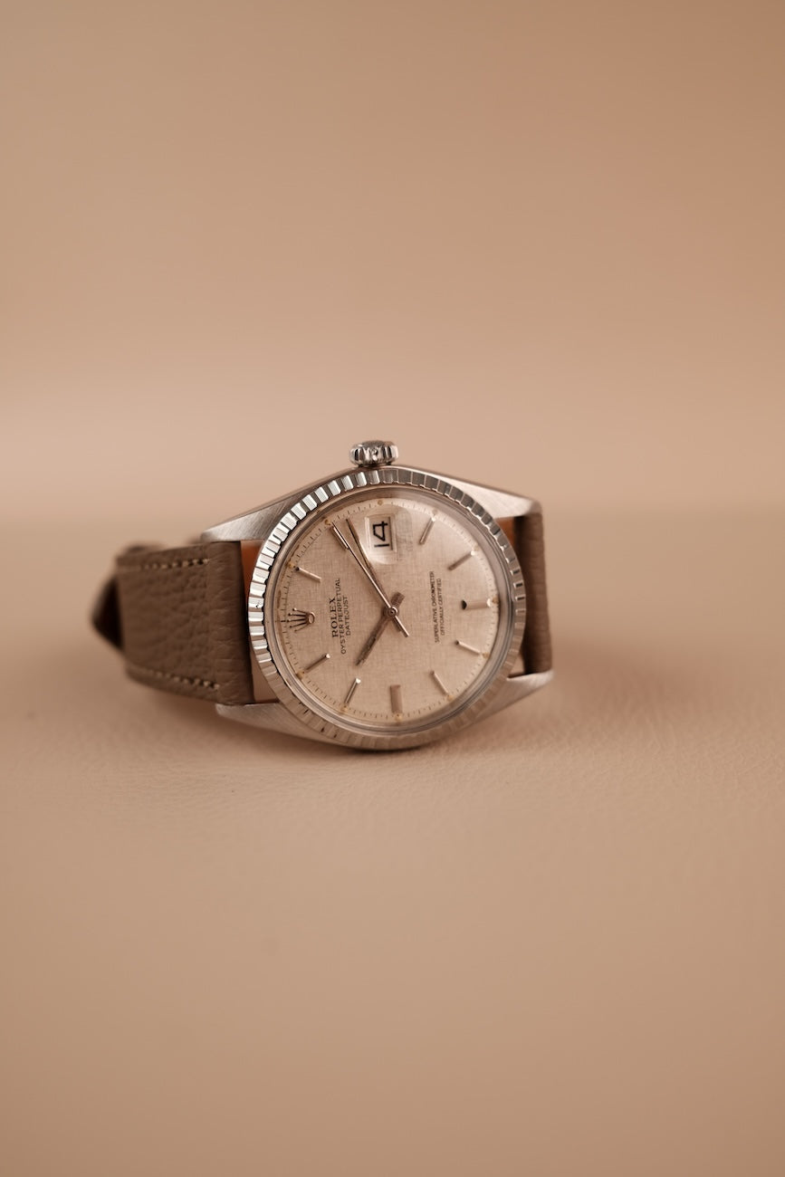 Rolex Datejust 36 1603 Box + og. Papiere Linen Pie Pan Dial SERVICED