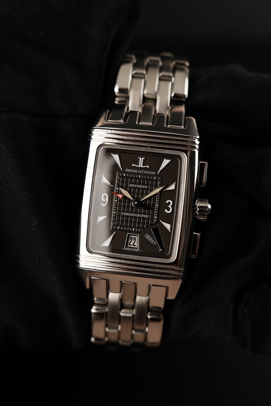 Jaeger-LeCoultre Reverso Gran Sport Chronograph 295859 Box + og. Papiere Rare Black Dial, 2024 Jaeger LeCoultre Service, LC DE