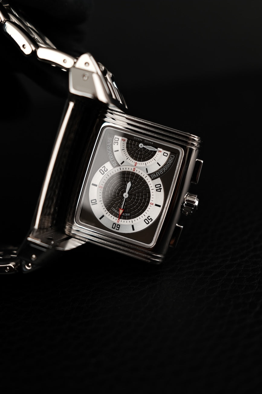 Jaeger-LeCoultre Reverso Gran Sport Chronograph 295859 Box + og. Papiere Rare Black Dial, 2024 Jaeger LeCoultre Service, LC DE