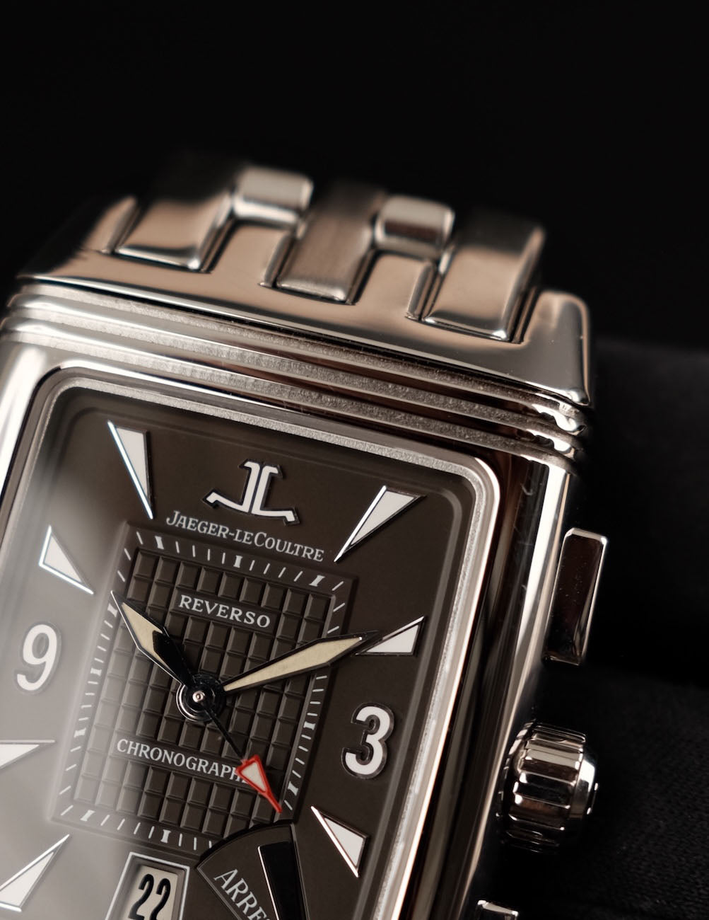 Jaeger-LeCoultre Reverso Gran Sport Chronograph 295859 Box + og. Papiere Rare Black Dial, 2024 Jaeger LeCoultre Service, LC DE