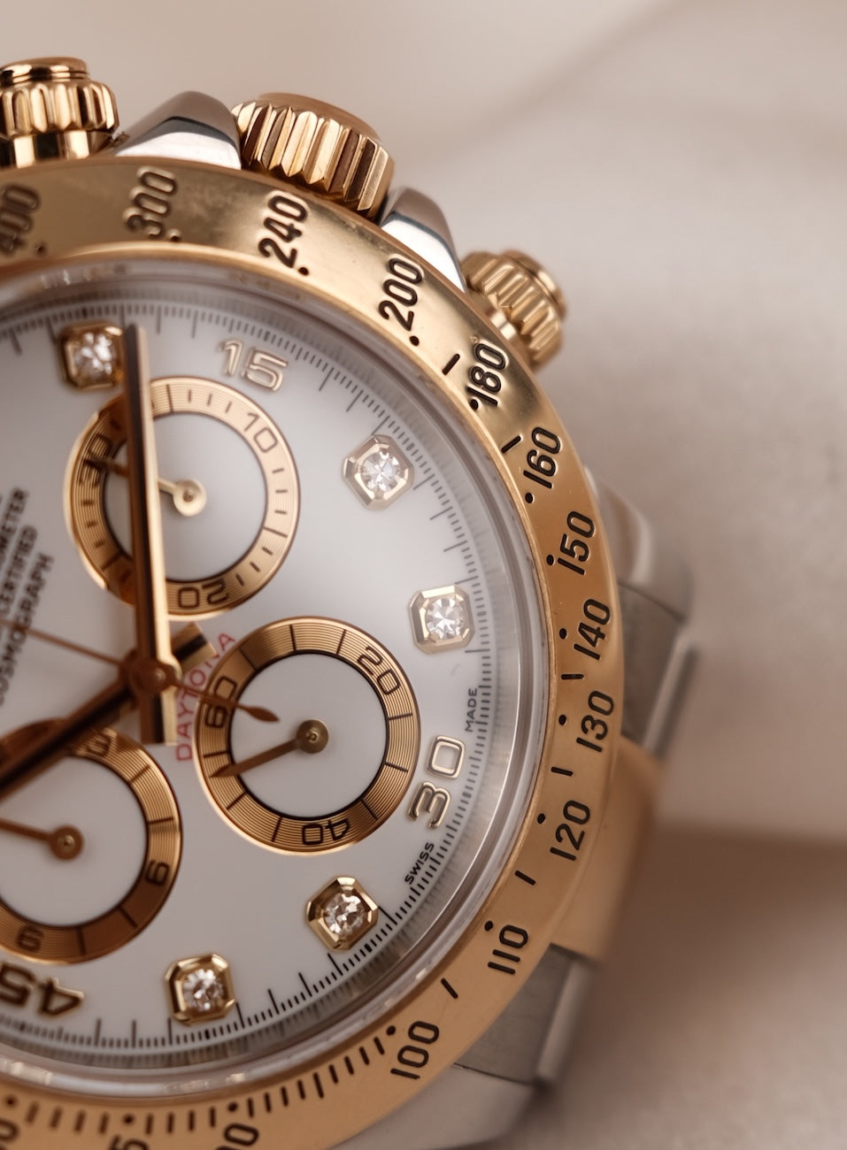 Rolex Daytona 116523 Box + og. Papiere S/G Diamond Dial LC100