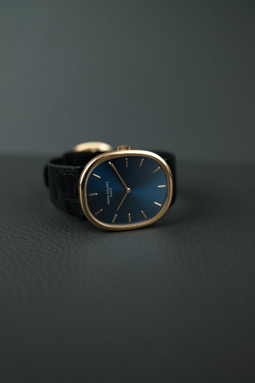 Patek Philippe Ellipse 18k Yellow Gold 3848 Box + og. Papiere Metallic Blue Dial, Additional Extract