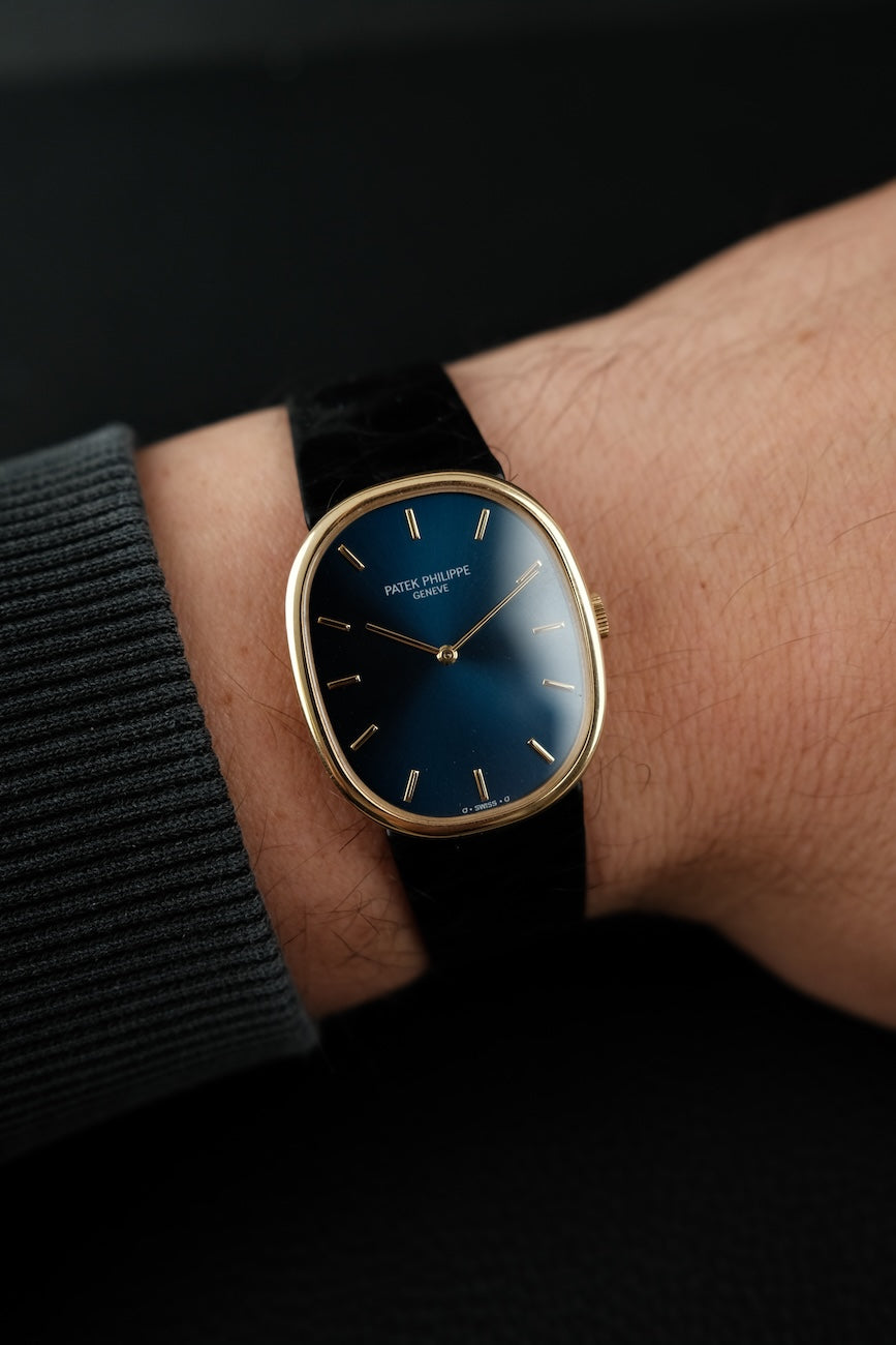 Patek Philippe Ellipse 18k Yellow Gold 3848 Box + og. Papiere Metallic Blue Dial, Additional Extract