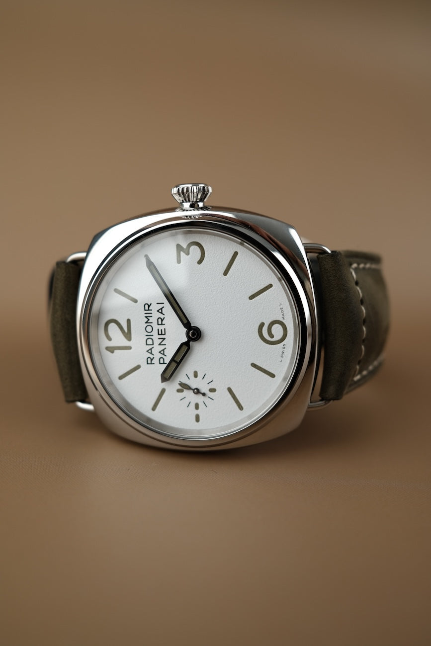 Panerai Radiomir PAM01384 Box + og. Papiere White Dial, German Delivered, First Buyer's Invoice