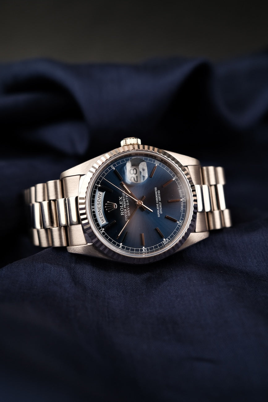 Rolex Day-Date 36 18239 Box + og. Papiere Blue Stick Dial