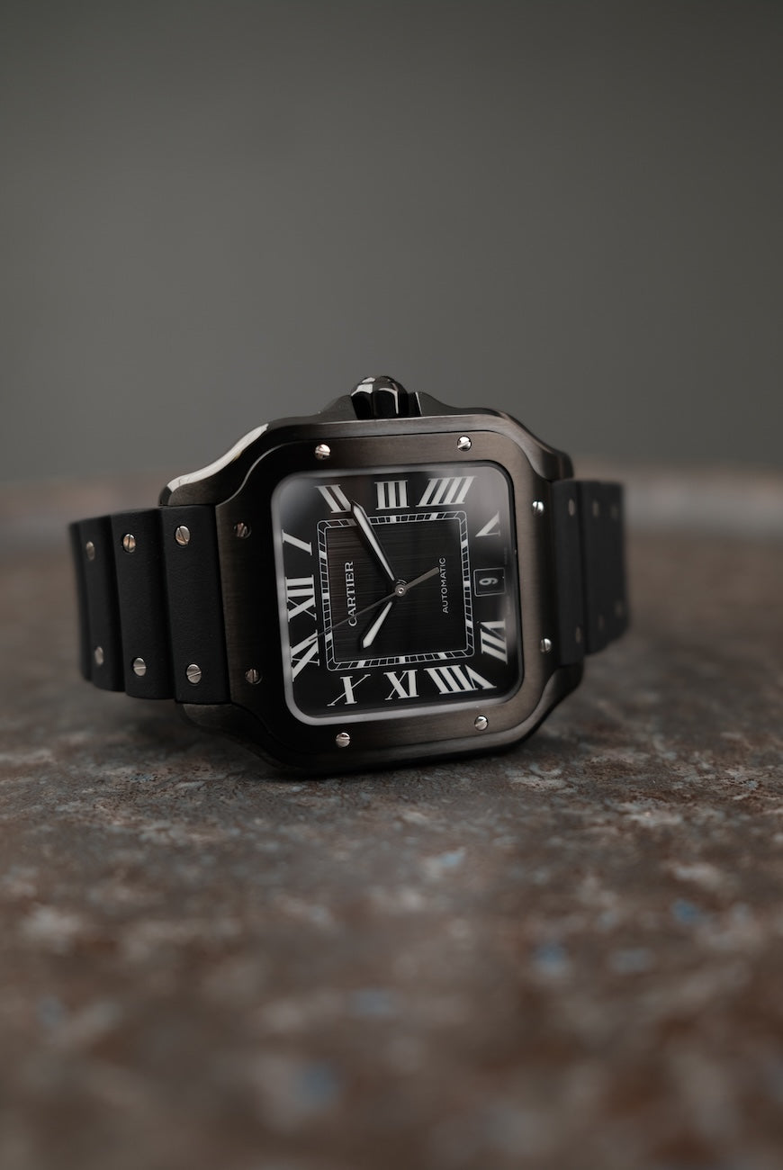 Cartier Santos Large WSSA0039 Box + og. Papiere Black ADLC, New, First Buyer's Invoice, German Delivered, Partly Stickered