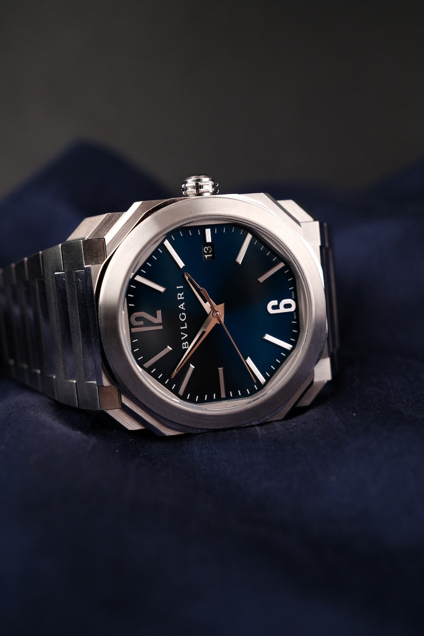 Bulgari Octo Solotempo 38mm 102429 Box + og. Papiere Blue Dial