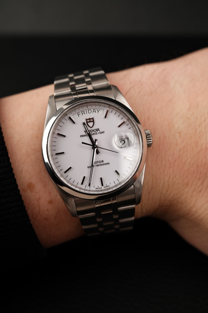 Tudor Prince Date Day 76200 Box + og. Papiere White Dial