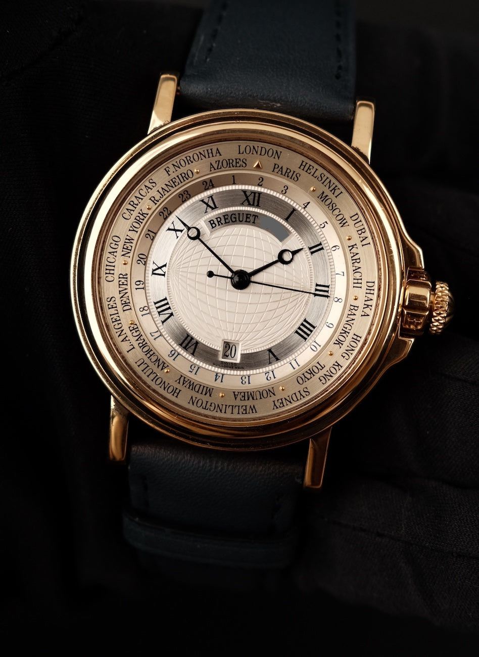 Breguet Marine Horae Mundi 3700 Box + og. Papiere Rare, 38mm, 18k Yellow Gold, Serviced