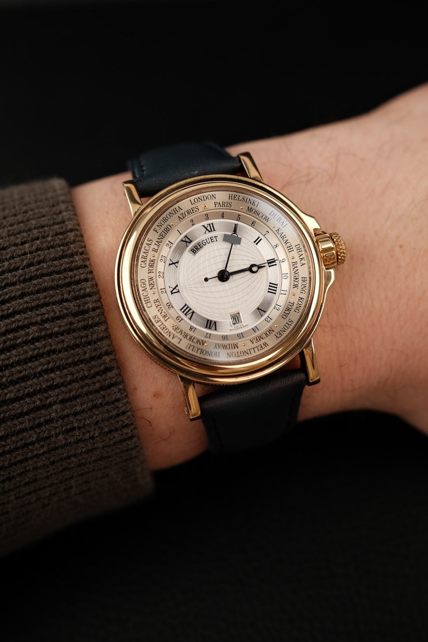 Breguet Marine Horae Mundi 3700 Box + og. Papiere Rare, 38mm, 18k Yellow Gold, Serviced