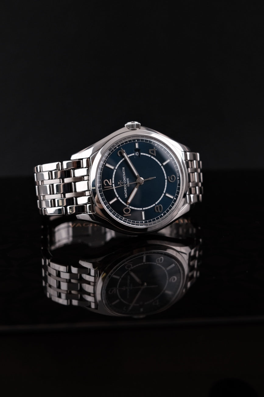 Vacheron Constantin Fiftysix 4600E Box + og. Papiere Steel Bracelet, Blue Dial, First Buyer's Receipt