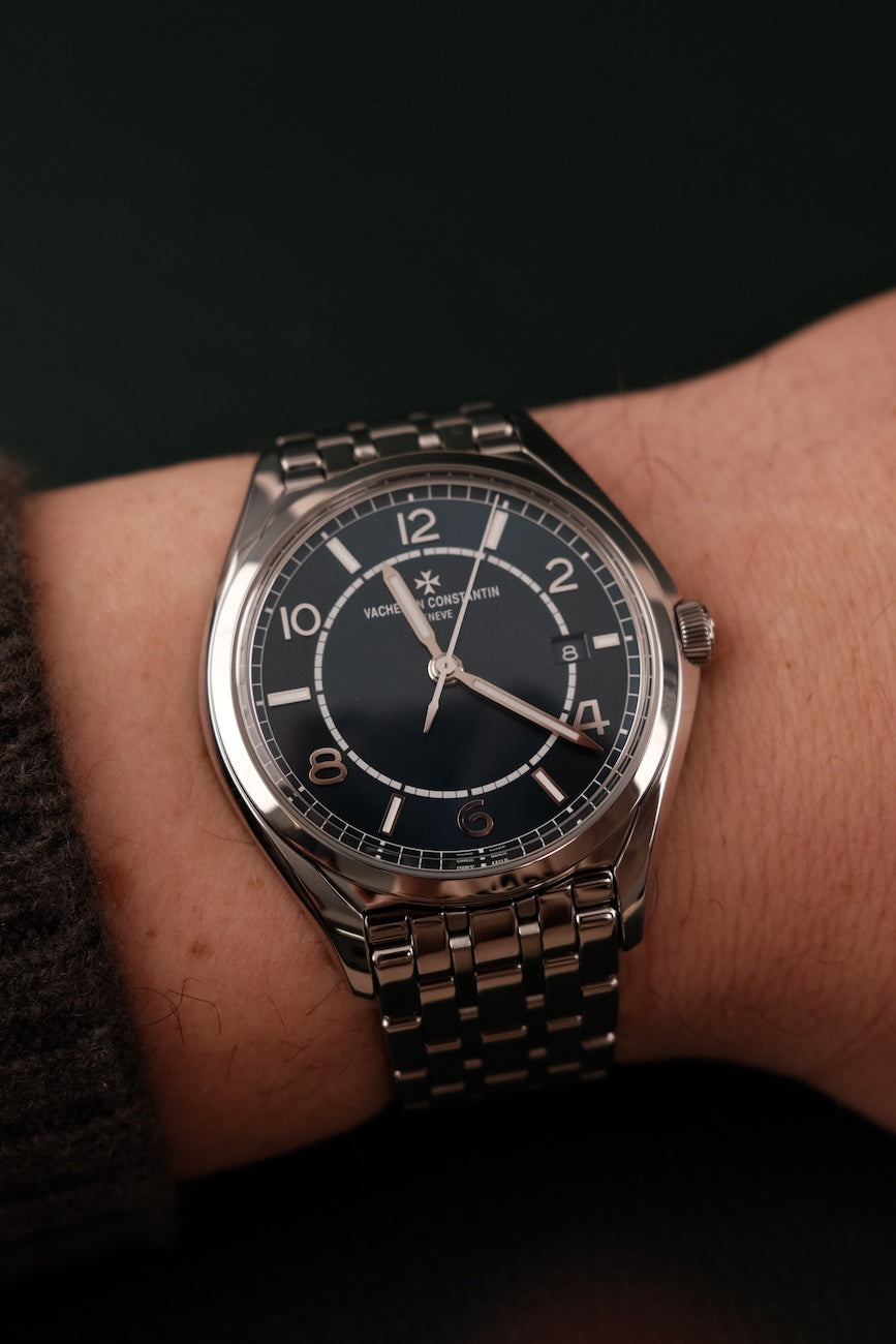 Vacheron Constantin Fiftysix 4600E Box + og. Papiere Steel Bracelet, Blue Dial, First Buyer's Receipt