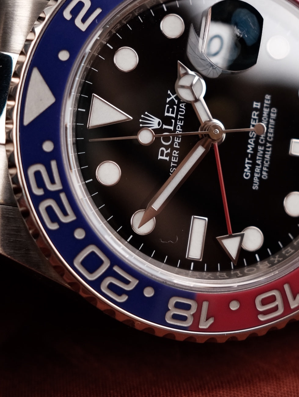 Rolex GMT-Master II Whitegold 116719BLRO Box + og. Papiere PEPSI Rolex Service Black Dial Oyster