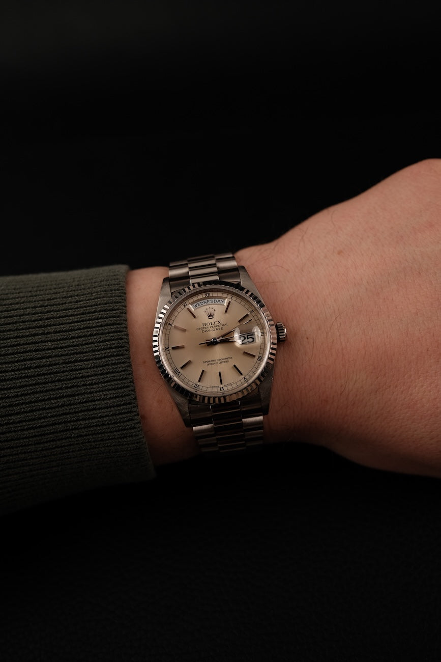 Rolex Day-Date 36 18239 18k White Gold, Patina Dial, SERVICED