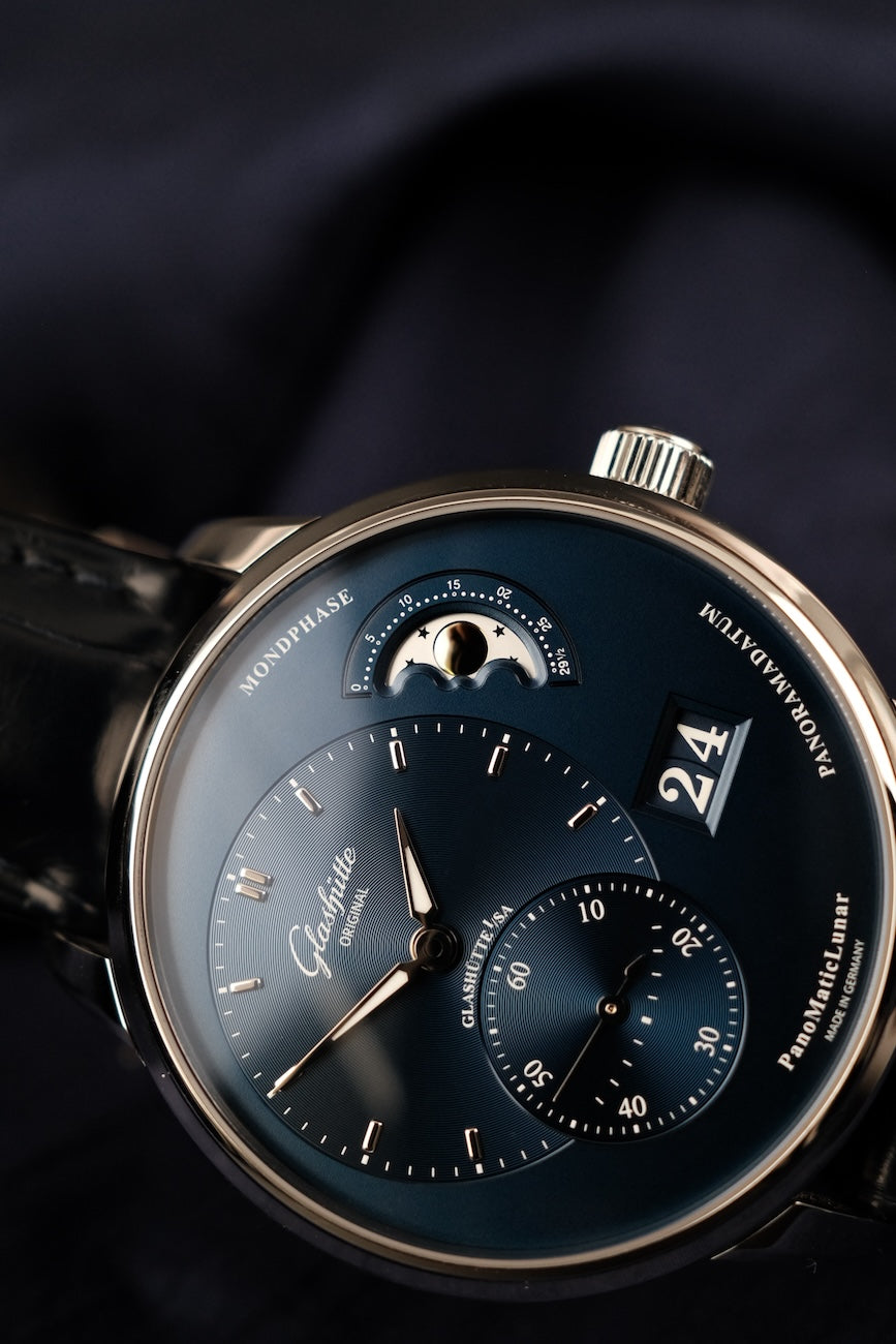 Glashütte PanoMaticLunar 19002463261 Box + og. Papiere Blue Dial