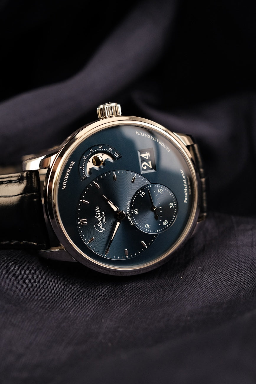 Glashütte PanoMaticLunar 19002463261 Box + og. Papiere Blue Dial