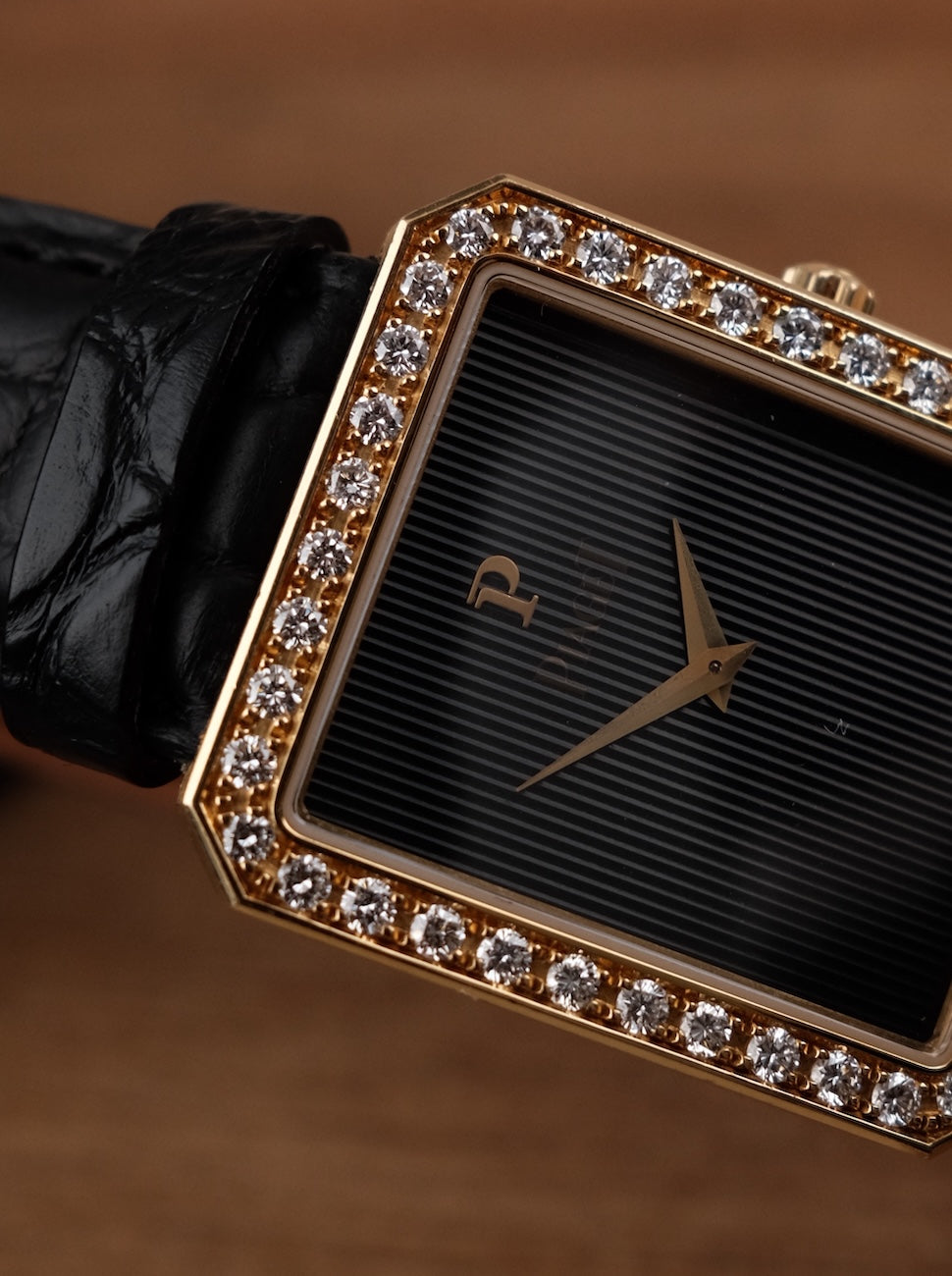 Piaget Protocol 90155 Factory Diamond Dial Black "Tapestry Dial"