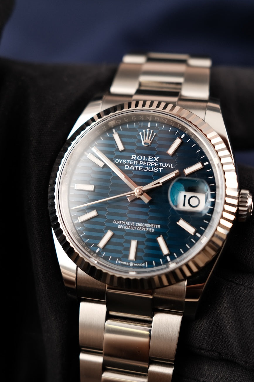 Rolex Datejust 36 126234 Box + og. Papiere Blue Motif Dial