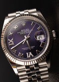 Bild in Galerie-Betrachter laden, Rolex Datejust 36 126234 Box + og. Papiere Aubergine Purple Diamond Dial Serviced
