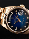 Charger l'image dans la visionneuse de la galerie, Rolex Day-Date 36 18038 Yellow Gold, Blue Vignette Diamond Dial
