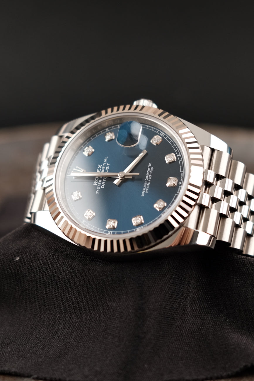 Rolex Datejust 41 126334 Box + og. Papiere Blue Diamond Dial, First Buyer's Invoice, LC100