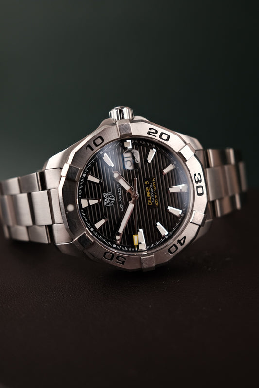 Tag Heuer Aquaracer Calibre 5 WAY2010 Box + og. Papiere Black Dial Steel Bracelet, German Delivered, SERVICED