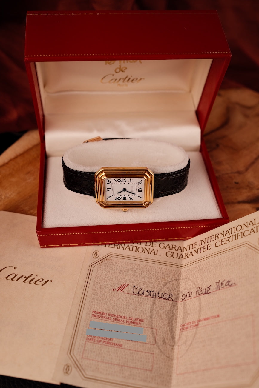 Cartier CRISTALLOR Paris Dial 18k Gold 25 x 30 mm 78095 Box + og. Papiere