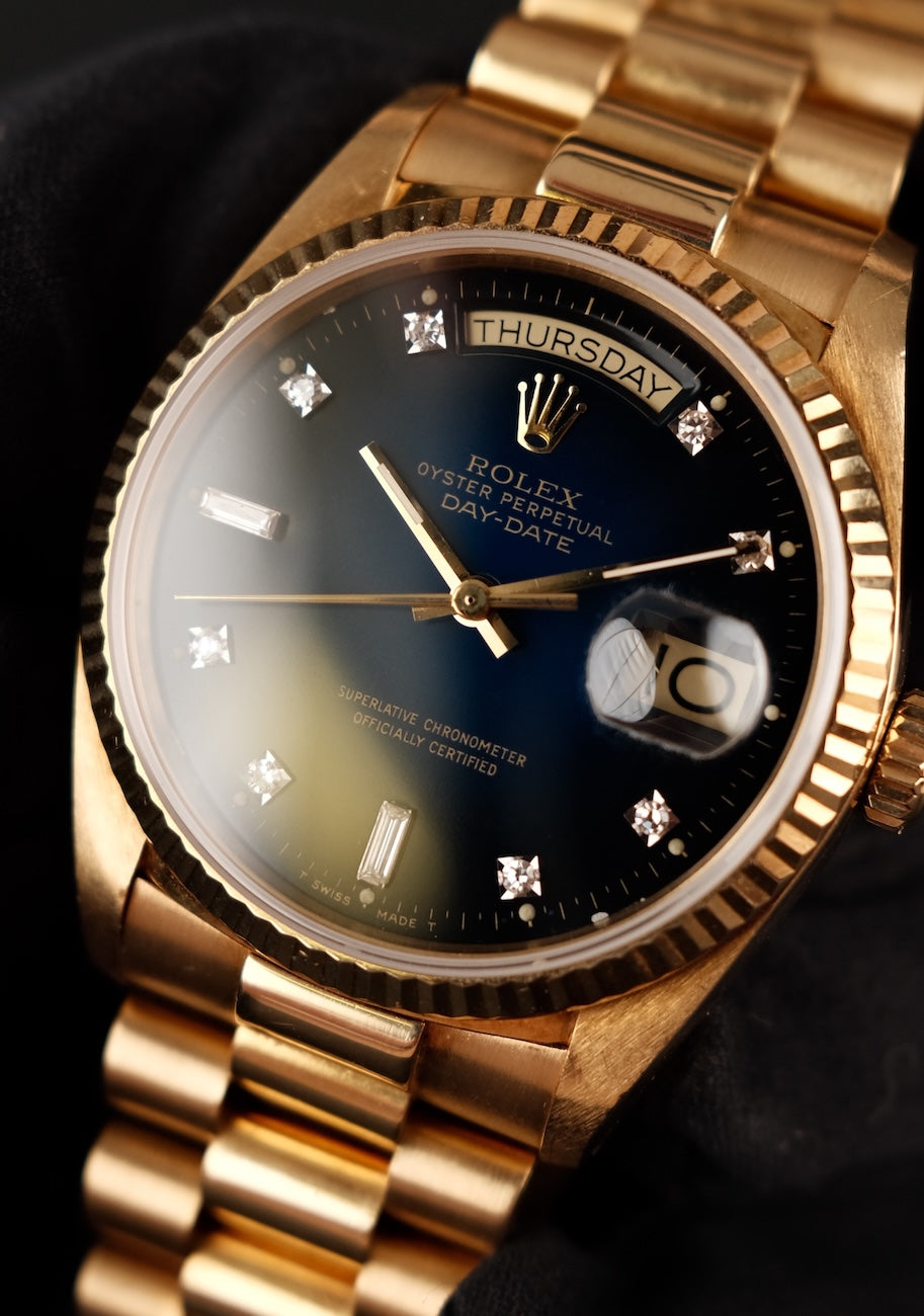 Rolex Day-Date 36 Blue Vignette Dial  18038