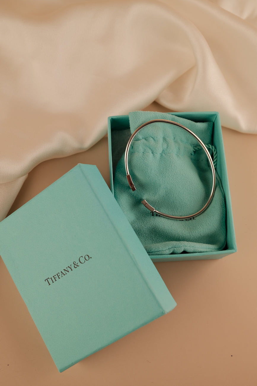 Tiffany T-Wire bracelet white gold diamonds &amp; box