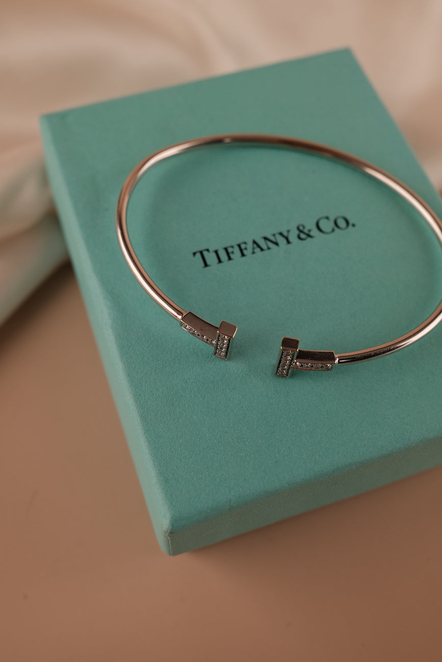 Tiffany T-Wire Armband Weißgold Diamanten & Box