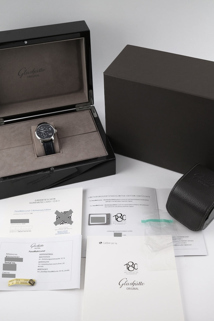 Glashütte PanoMaticLunar Aventurin Platinum 19214010361 - Papiere und oder Lieferumfang