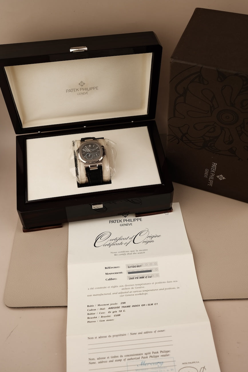 Patek Philippe Nautilus Whitegold Geneva Seal  5712G Box + og. Papiere Open Papers