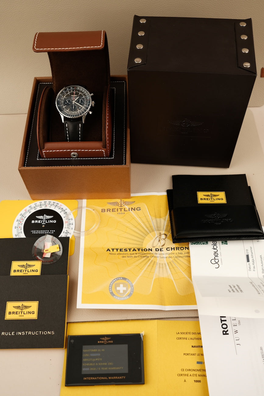 Breitling Navitimer 01 46 AB01271A/F570 Box + og. Papiere Grey Limited First Buyer´s Invoice, German Delivered, SERVICED