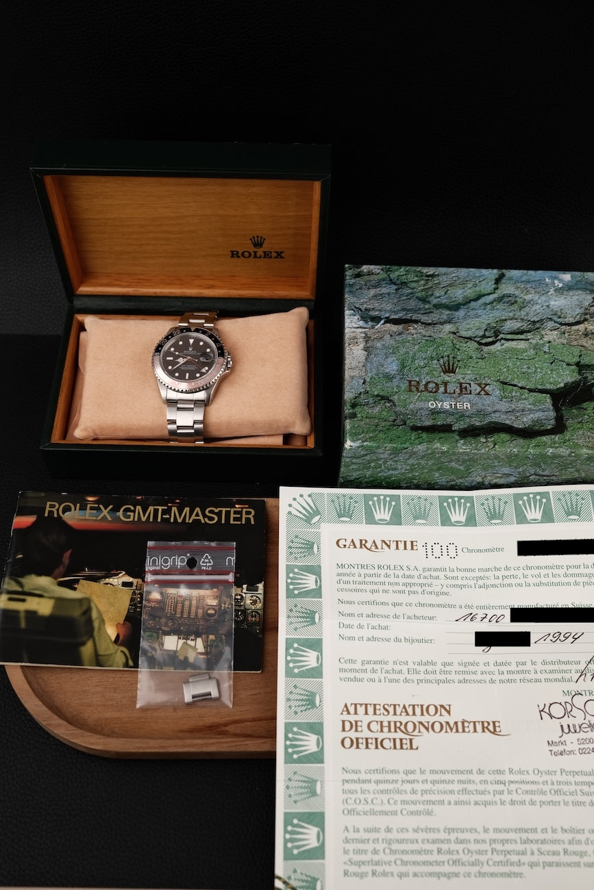 Rolex GMT-Master  16700 Box + og. Papiere Faded Bezel, LC100