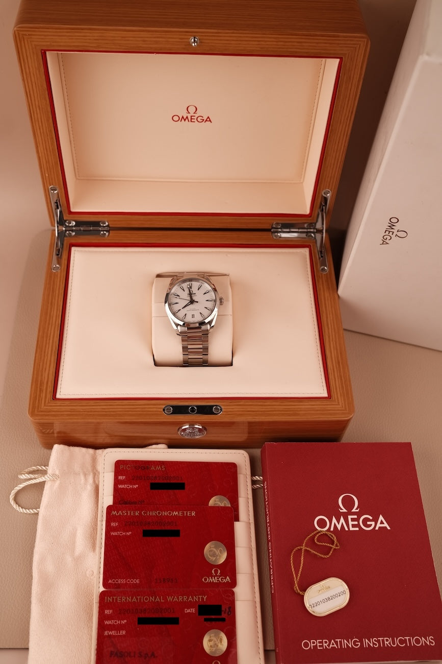 Omega Seamaster Aqua Terra 22010382002001 Box + og. Papiere White Dial