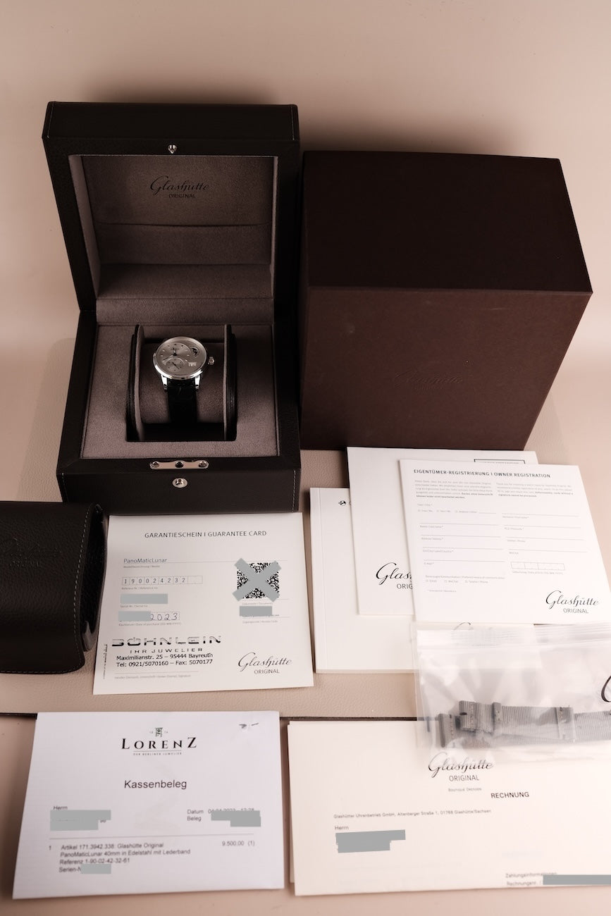 Glashütte PanoMaticLunar 19002423261 Box + og. Papiere LC DE