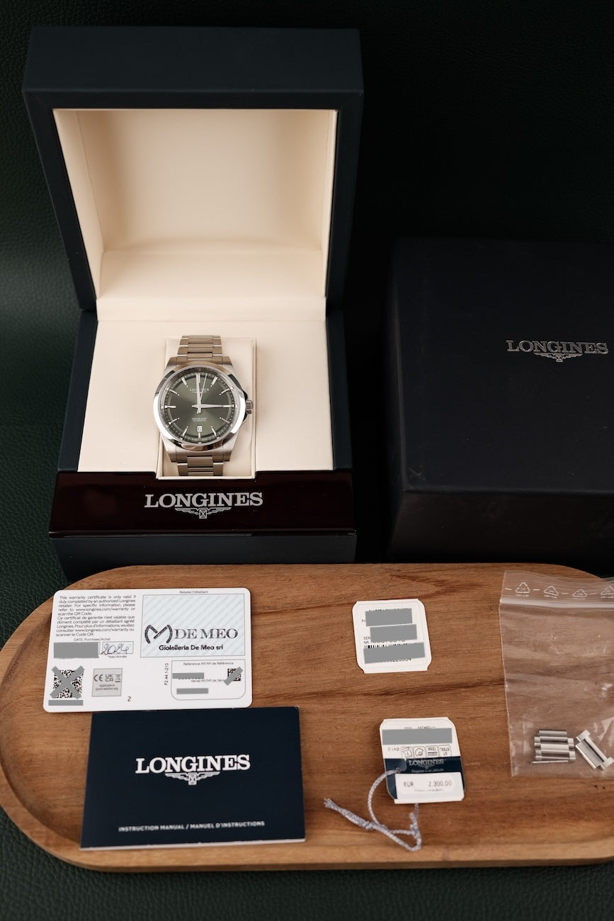 Longines Conquest L38304026 Box + og. Papiere Green Dial 41mm