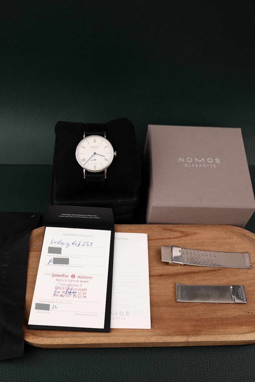 Nomos Ludwig 38 231 Box + og. Papiere Date, German Delivered