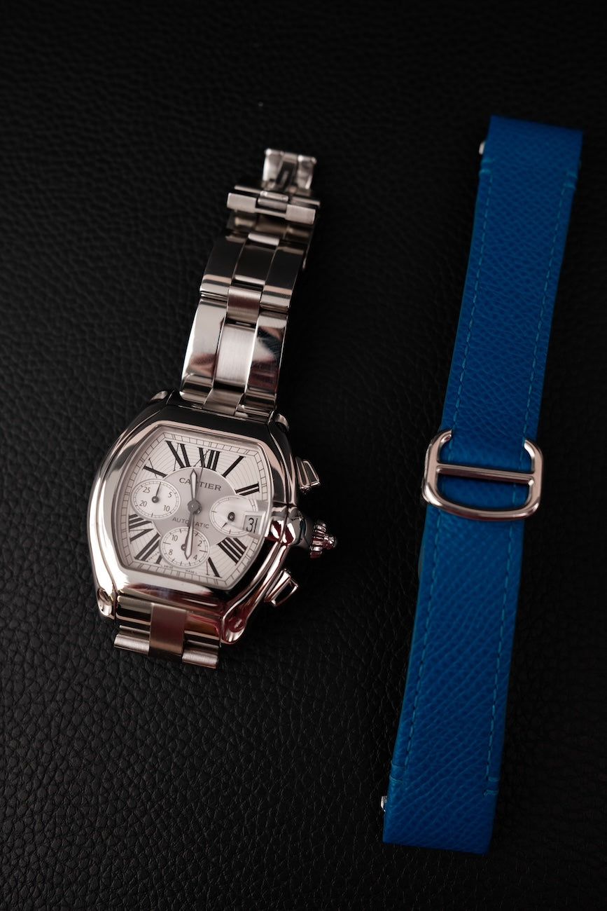 Cartier Roadster XL Chronograph 2618 + Blue Leather Strap