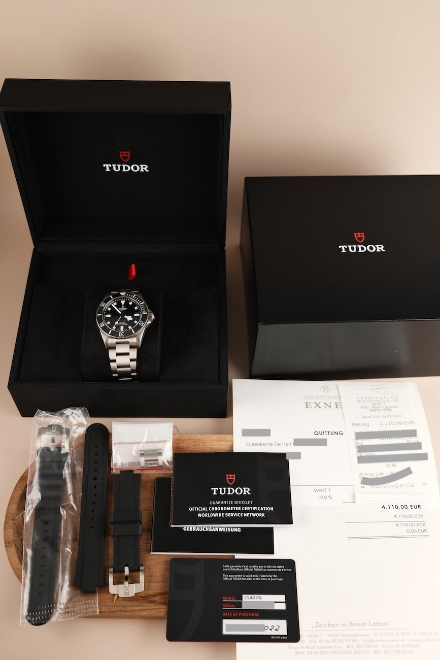 Tudor Pelagos 25407N Box + og. Papiere 39mm, schwarzes Zifferblatt, LC DE, org. Invoice