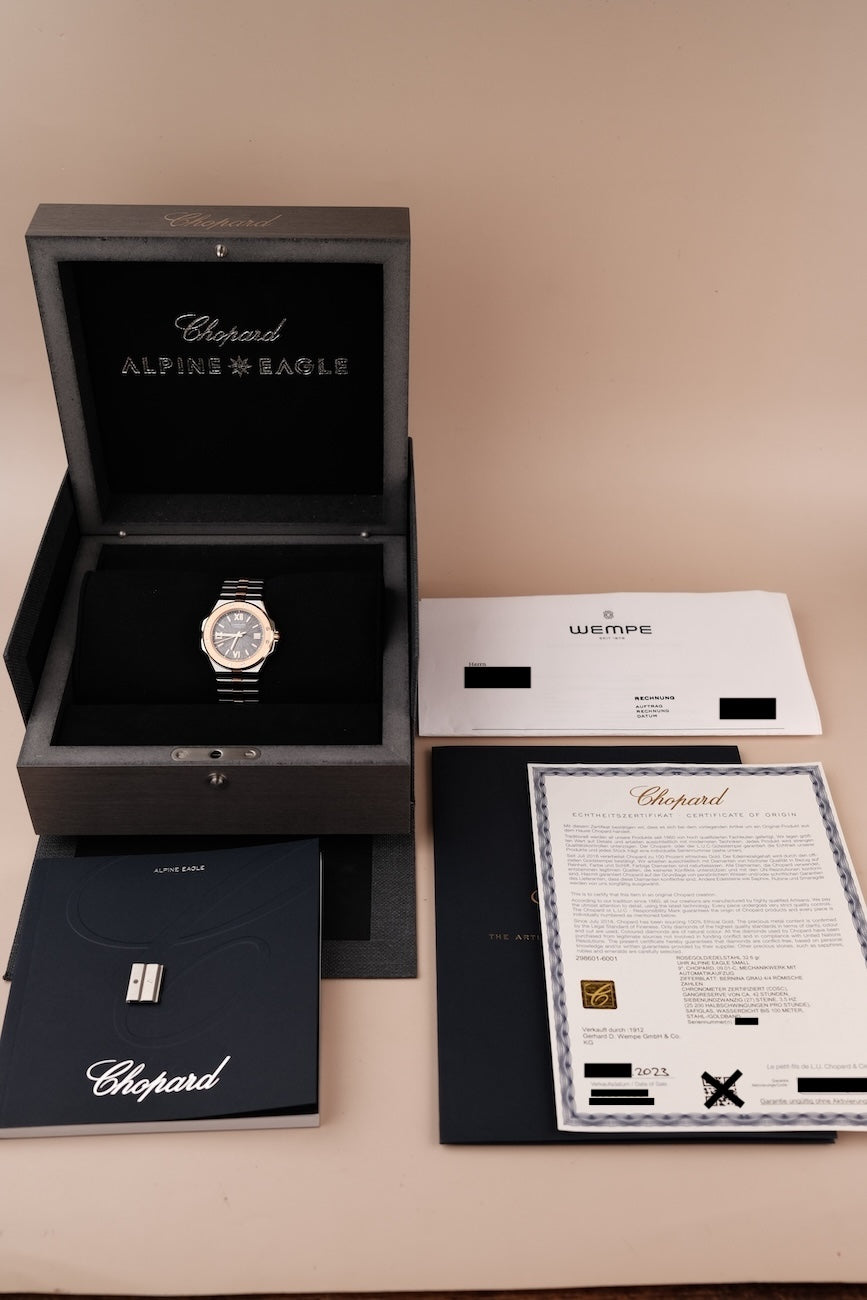 Chopard Alpine Eagle 298601-6001 Box + og. Papiere First Buyer's Invoice, German Delivered