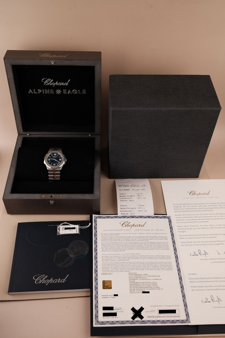 Chopard Alpine Eagle Large 298600-3001 Box + og. Papiere Blue Dial German Delivered 2023