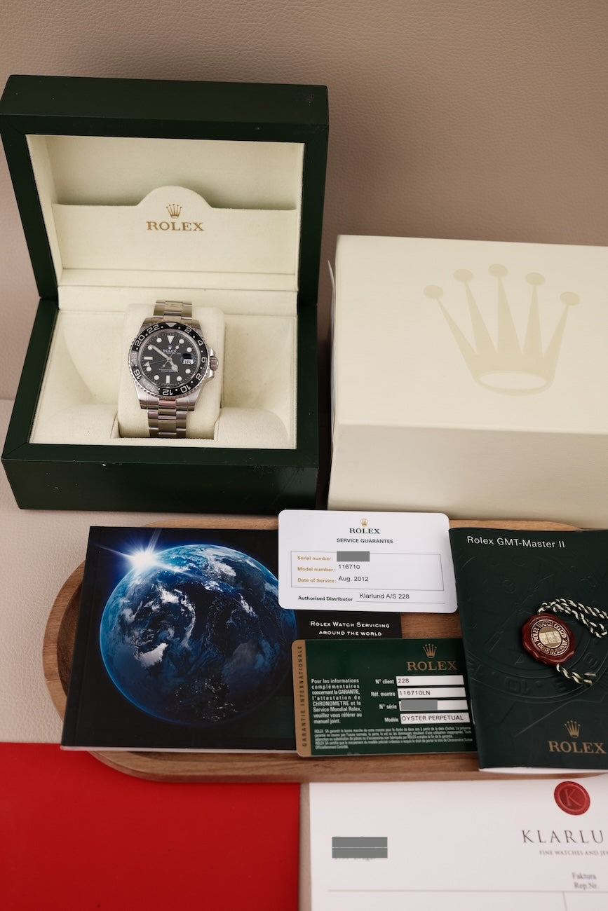 Rolex GMT-Master II 116710LN Box + og. Papiere Rectangular Dial, Rolex Service 2012